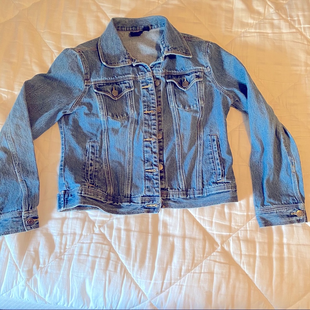 Sonoma Denim Jean Jacket Pockets Sz Small Button Front Festival Rodeo Cotton